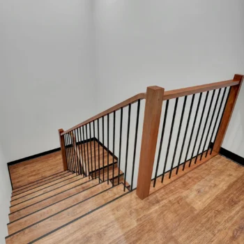 Bourgeault Tillage Tools stairs with custom railing